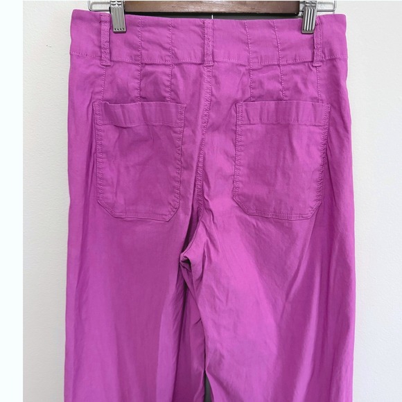 Maeve Anthropologie The Colette Wide Leg Pants Vibrant Purple Linen Blend Sz 28 - Picture 5 of 8
